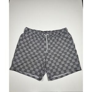 George Trunk‎ Shorts Mens Large 36-38 Black White Abstract Geo Print Mesh Lined